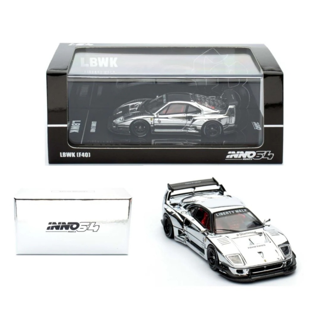 Inno64 Ferrari F40 LBWK Chrome Silver