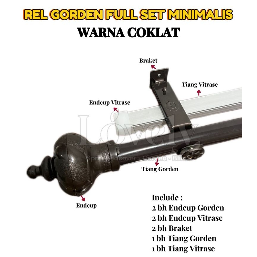 Rel Gorden Minimalis / Tiang Gorden / Batang Gorden / Rollet / Rel Alkan Vitrase