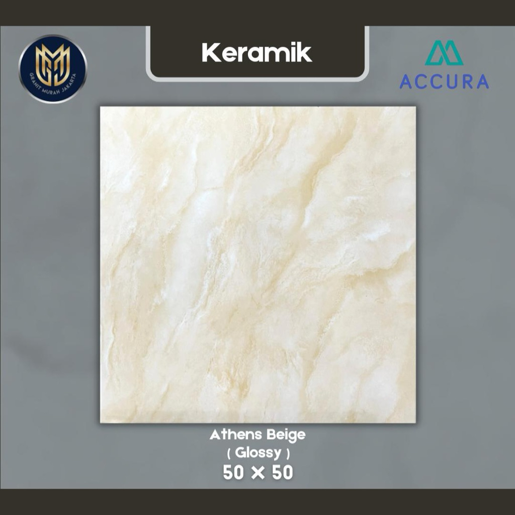 Keramik lantai 50x50 athens beige glossy - mulia accura