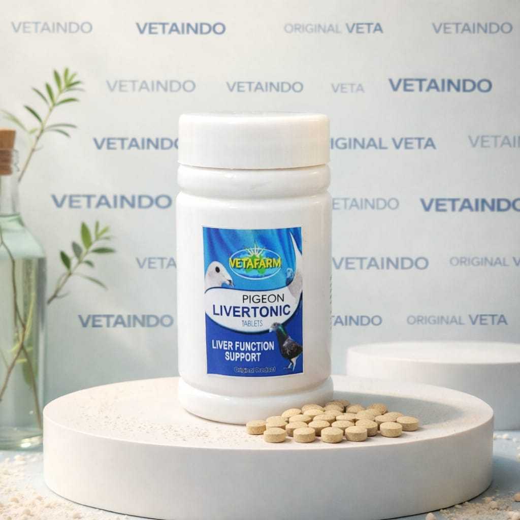 TABLET LIVERTONIC VETAFARM VITAMIN BURUNG MERPATI KINERJA FUNGSI HATI PERSEDIAAN HEWAN