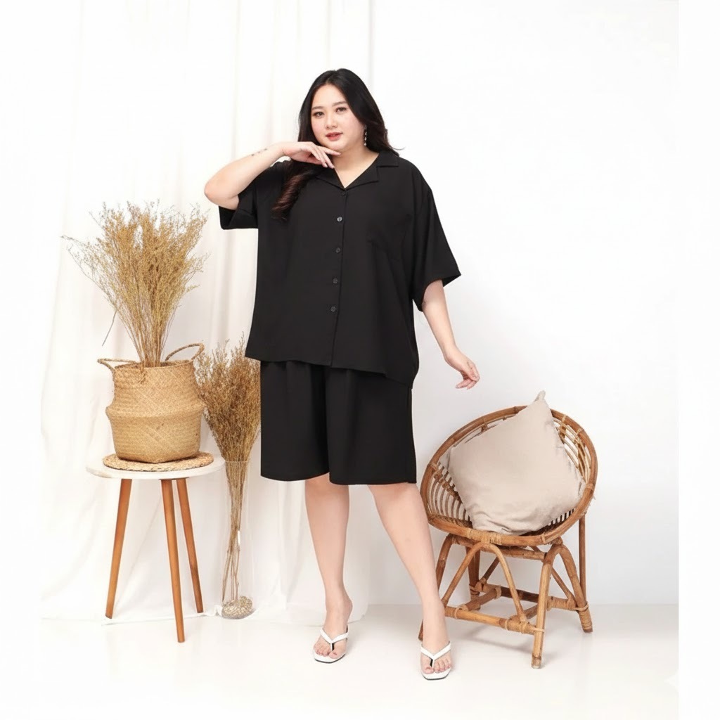 Crinkle OneSet Kekinian Celana Pendek