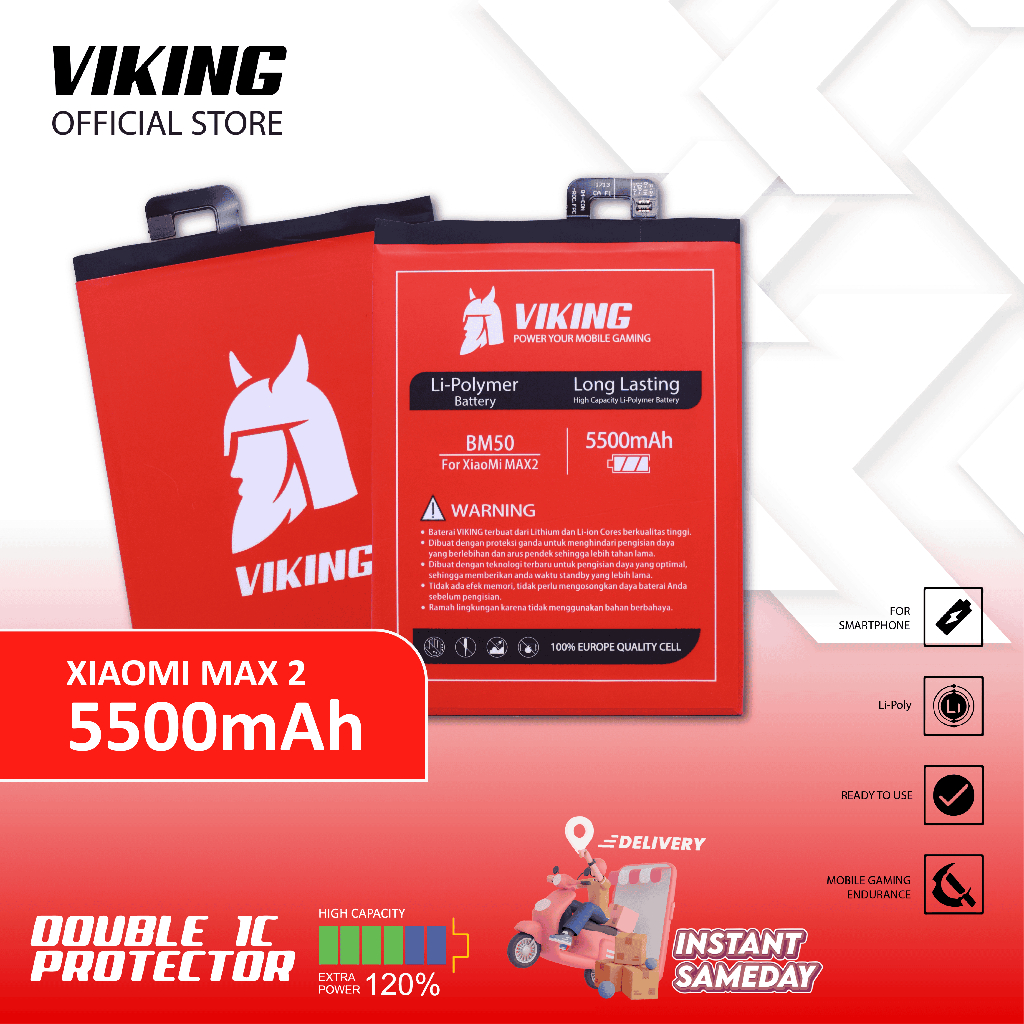 VIKING Baterai Xiaomi Mi Max 2 BM50 Double Power