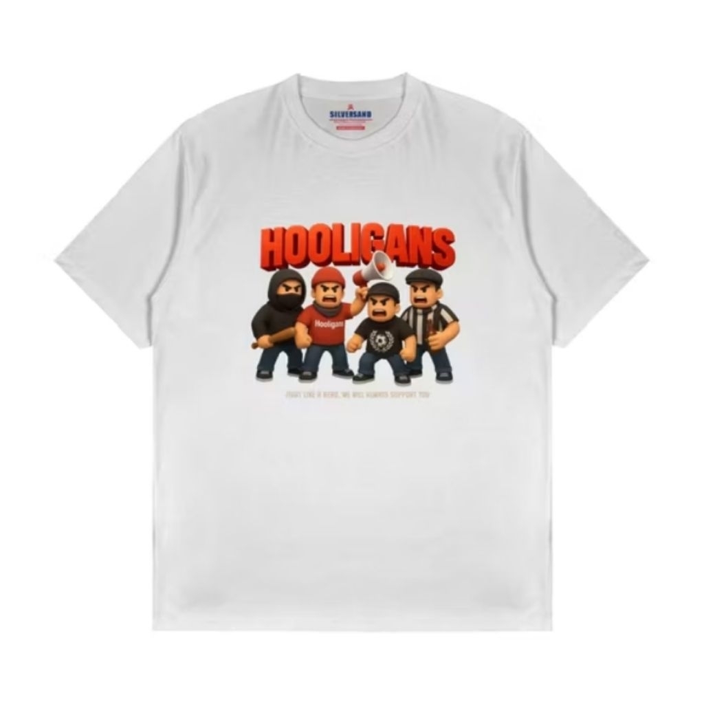 kaos T-shirt Distro hooligans four hitam putih