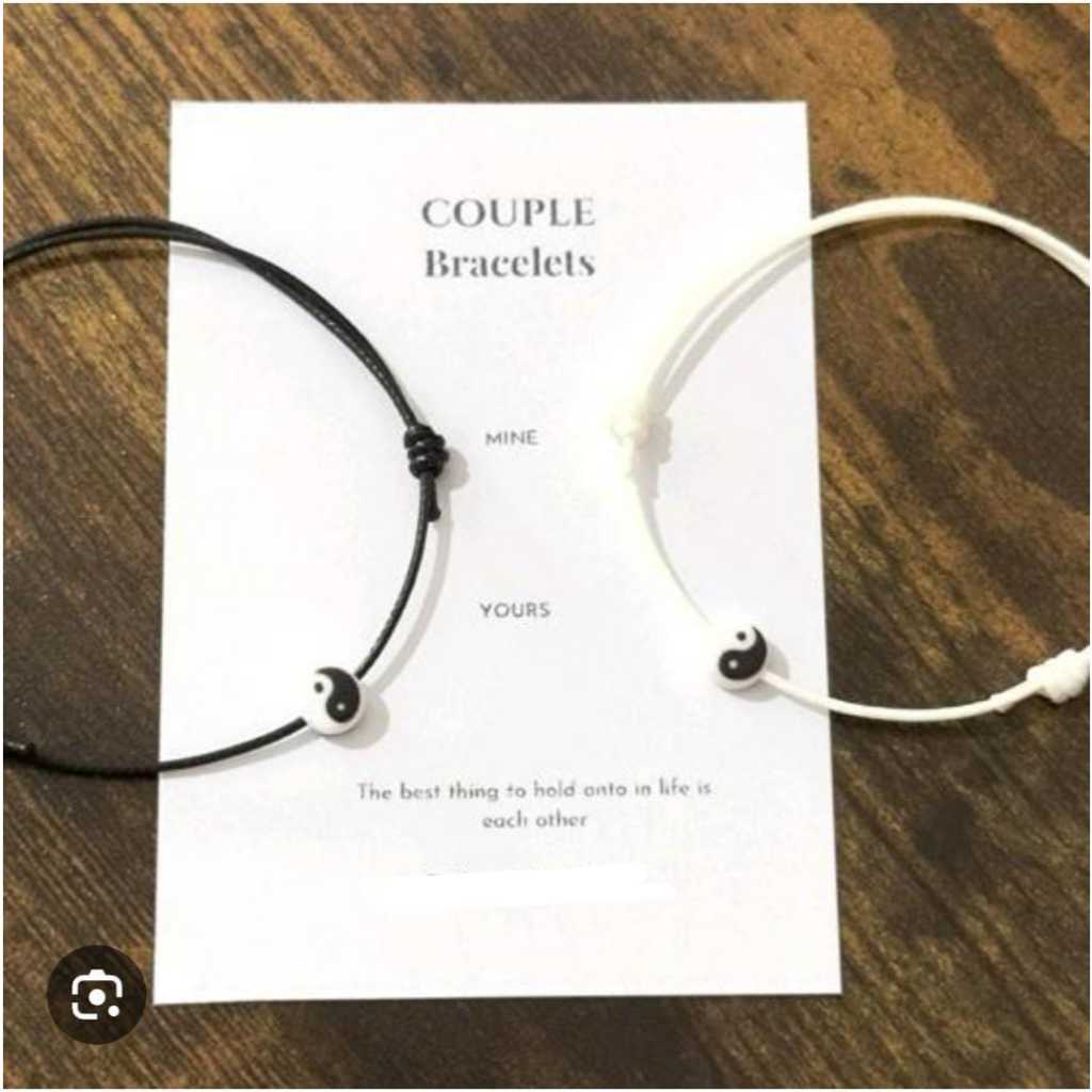 GELANG TALI KULIT COUPLE YINYANG/GELANG COUPLE
