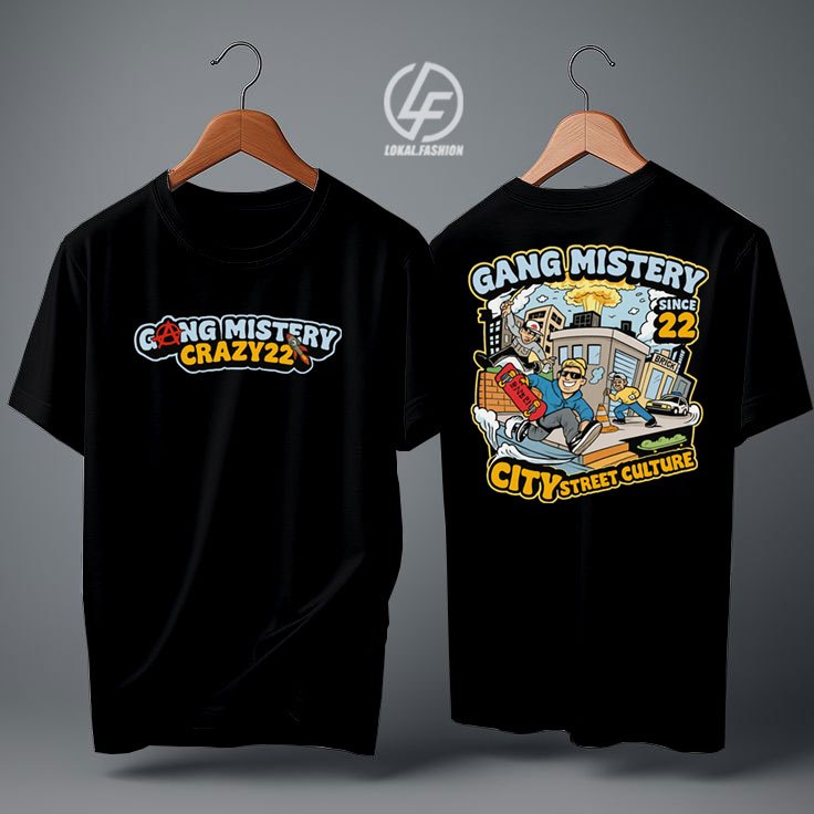 Kaos Distro Gang Mistery Cowok Cewek Baju Kaos Pria Biru Benhur Viral Kaos Baju Distro Pria Terbaru