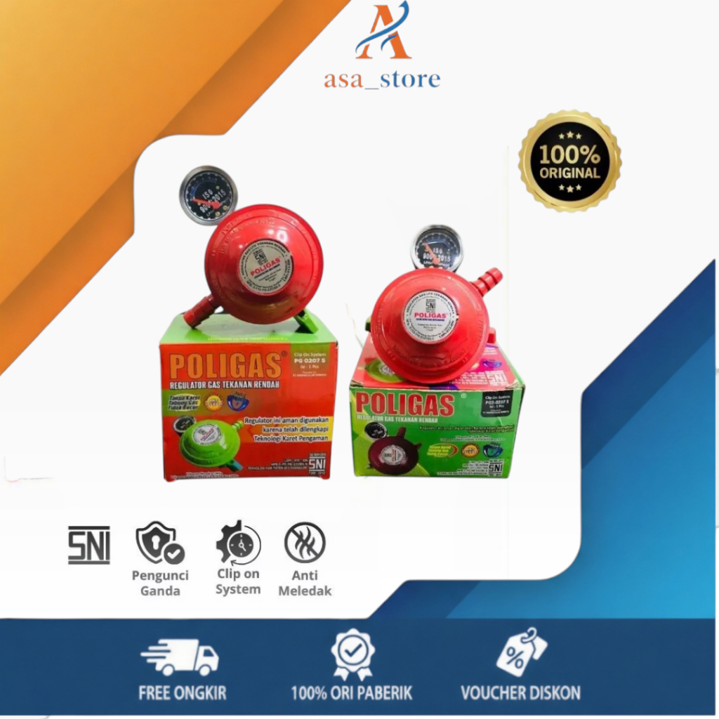 Poligas Regulator Gas Meter Anti Bocor dan Double Lock/Regulator Poligas Tekanan Rendah Pengunci Gan