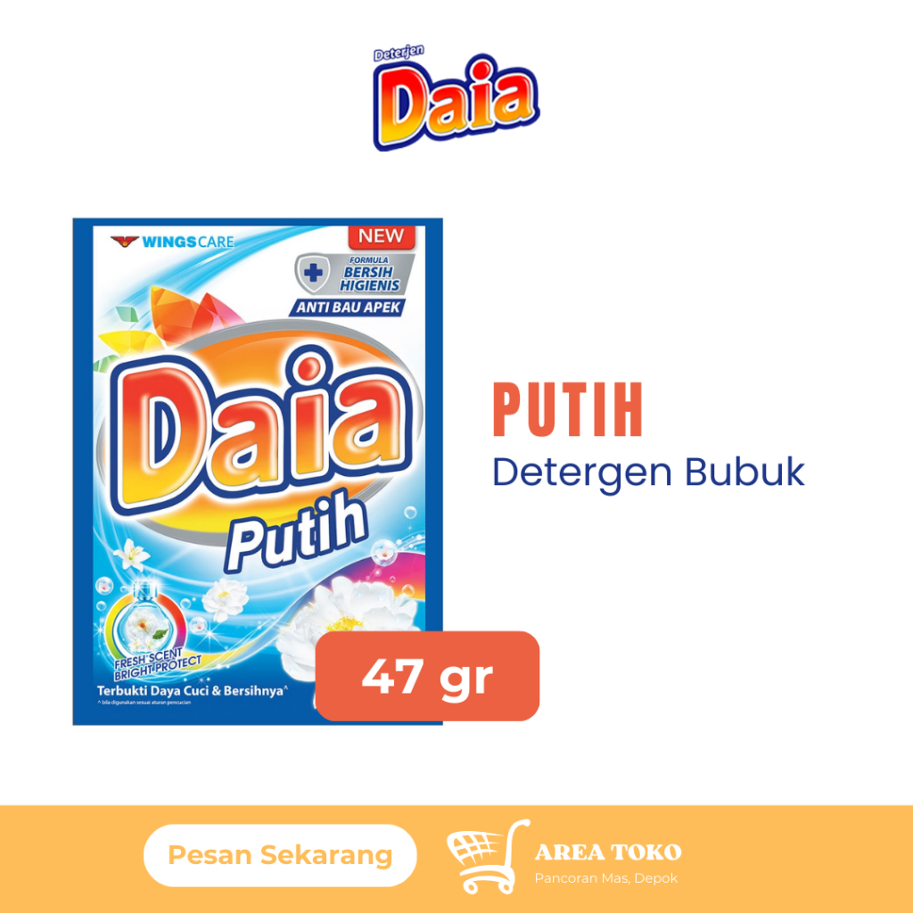 [1 Renceng Isi 6 ] Daia Detergen Bubuk Putih 47gr