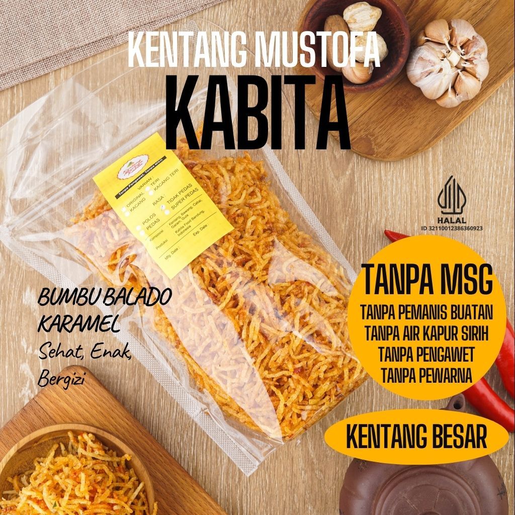 Kering Kentang Mustofa Kabita Teri Medan 1kg - Lauk Siap Santap Halal Premium Renyah Tanpa MSG