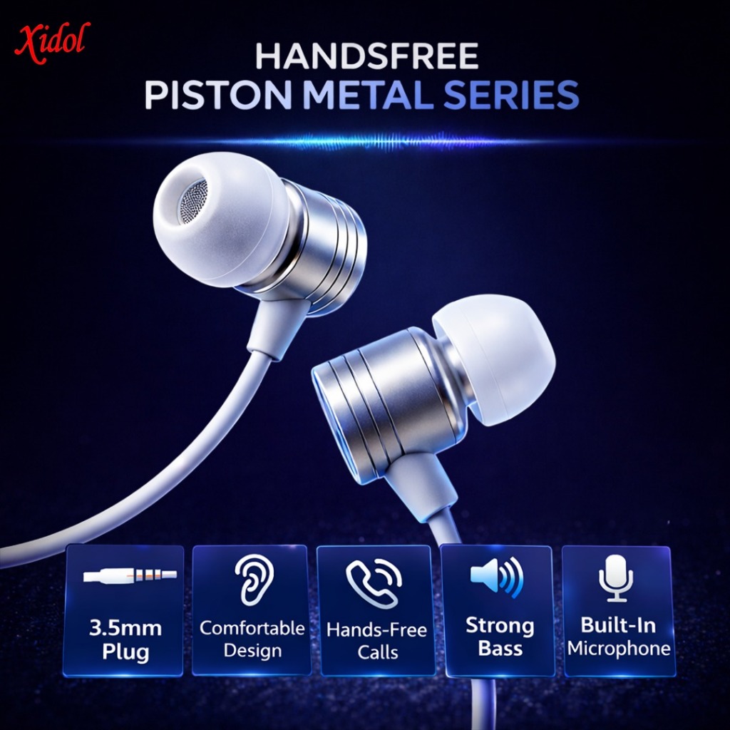 HANDSFREE HEADSET EARPHONE PISTON XIDOL METAL SERIES STRONG BASS