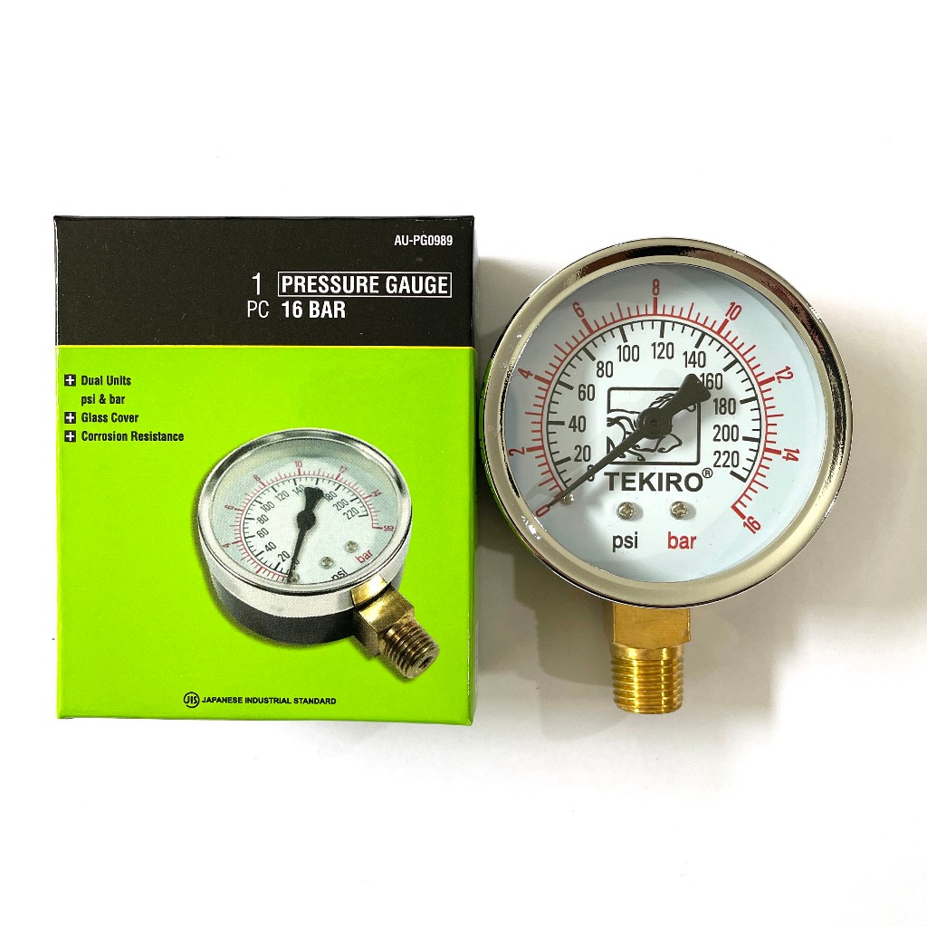 Alat Ukur Tekanan Angin Kompresor 16 Bar Tekiro