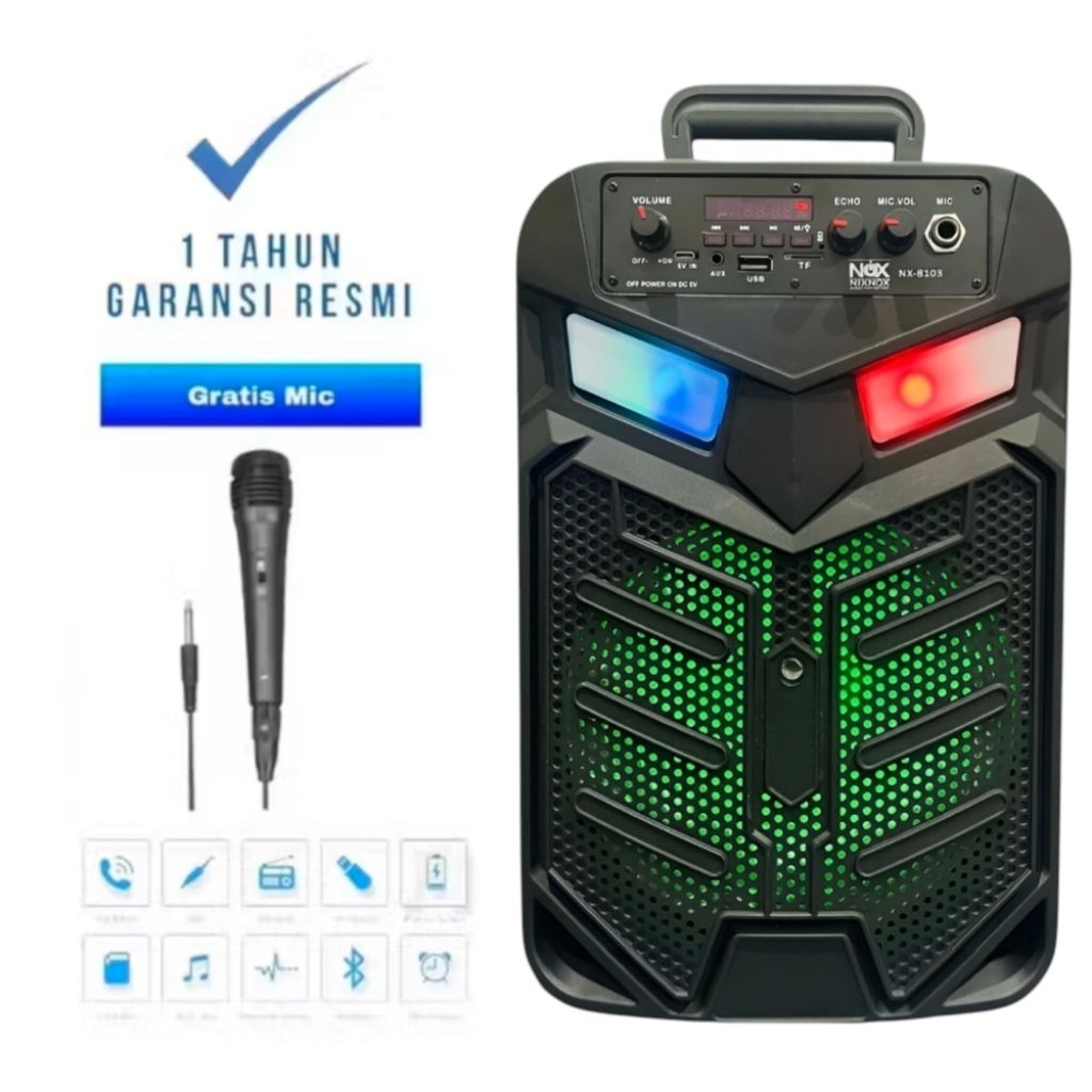 Speaker Karaoke Bluetooth Ukuran 6.5" inch Kimiso QS 7801 / QS-7801 Mini Free MIC + Remote