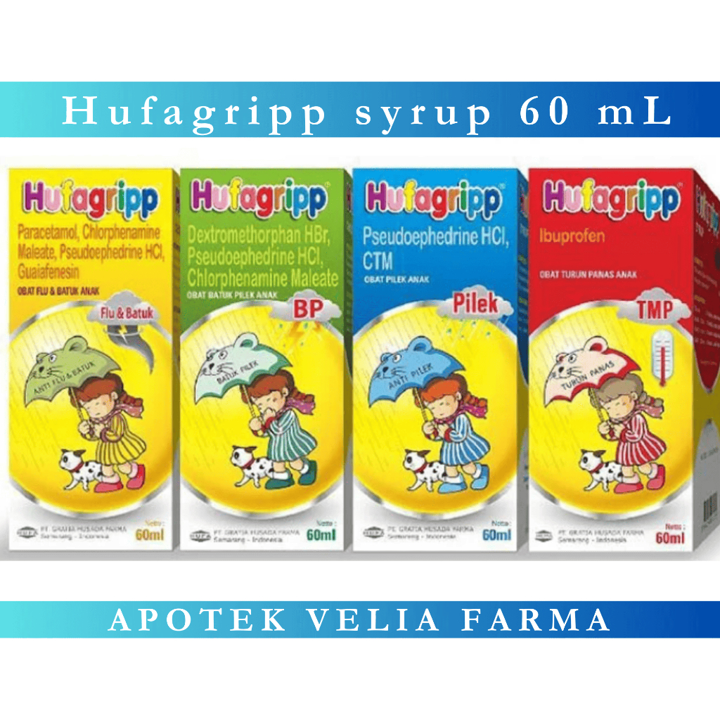 Hufagrip Sirup 60 Ml / Obat Batuk Flu Anak/ Obat demam dan Nyeri Anak/ Obat Flu Anak