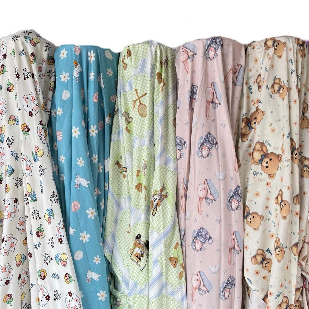 (Spesial Motif Karakter) Kain Katun Rayon Viscose Premium || Rayon Motif Anak Lucu || Harga/0,5Meter