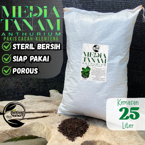 MEDIA TANAM ANTHURIUM PREMIUM PAKIS CACAH - KLENTENG, Kemasan 25 Liter, Steril Bersih, Siap Pakai, P