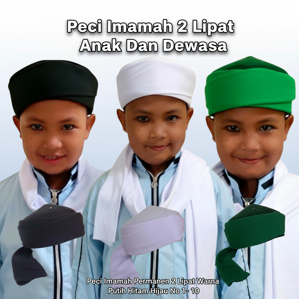 Peci Imamah Permanen 2 Lipat Anak Dan Dewasa Peci Imamah Permanen Peci Imamah Peci Imamah Instan