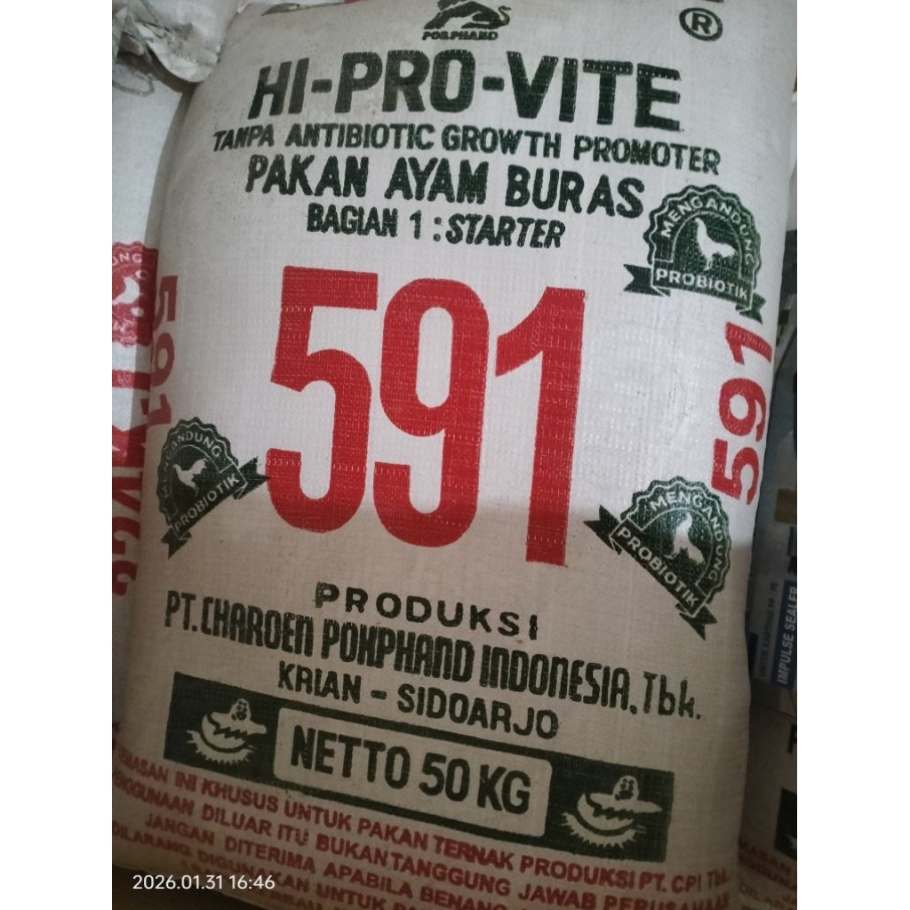 591 Pakan Ayam 50Kg Original Hi-Pro-Vite Charoen Pokphand Packing Dobel karung