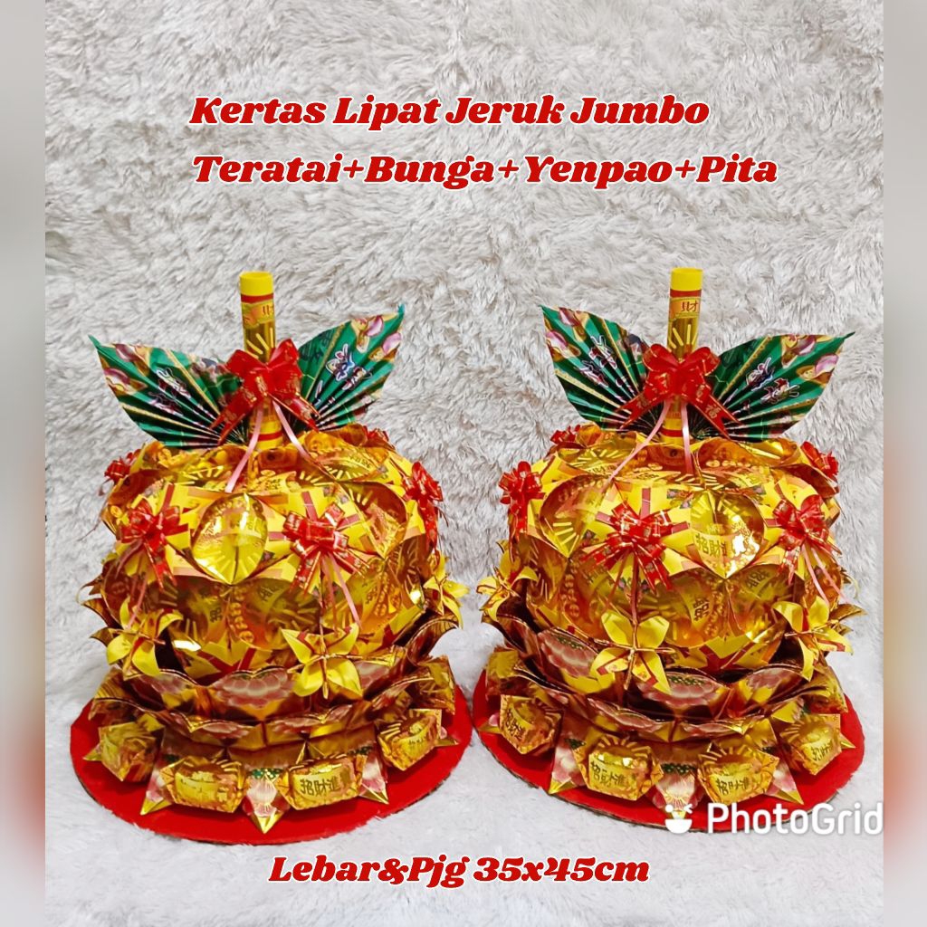 Kertas Lipat Sembahyang Jeruk Jumbo Teratai+Bunga+Yenpao