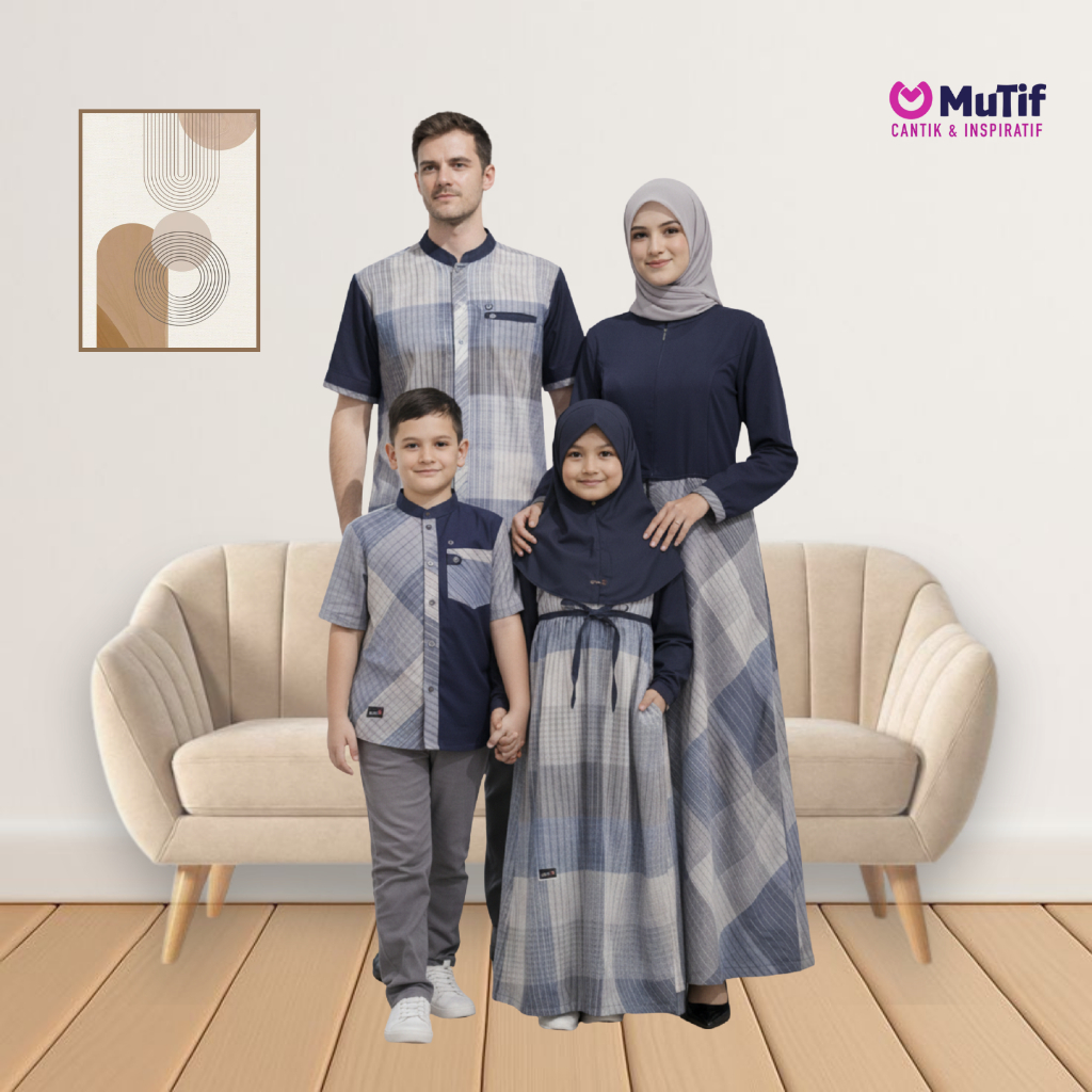 Mutif - Baju Sarimbit Keluarga Gamis Koko Couple Ayah Ibu Anak Laki Laki Perempuan Kekinian Katun