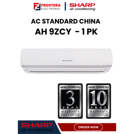 AC SHARP 1 PK AH-A9ZCY AC Split Dengan Gold Fin Evaporator + Turbo Cooling