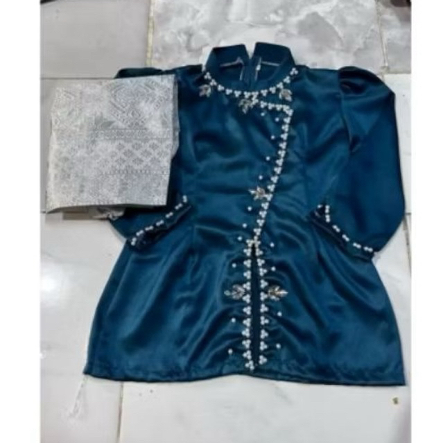baju setelan anak rok songket putih/baju setelan kebaya anak rok songket putih