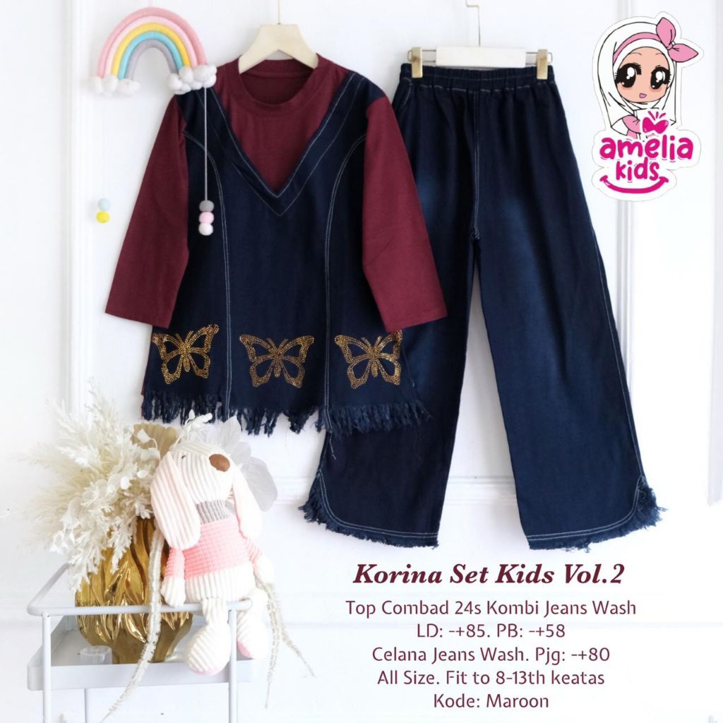 [ ata.id kids ] Korina Vol.2 setelan celana kulot jeans muslim anak perempuan by Amelia kids