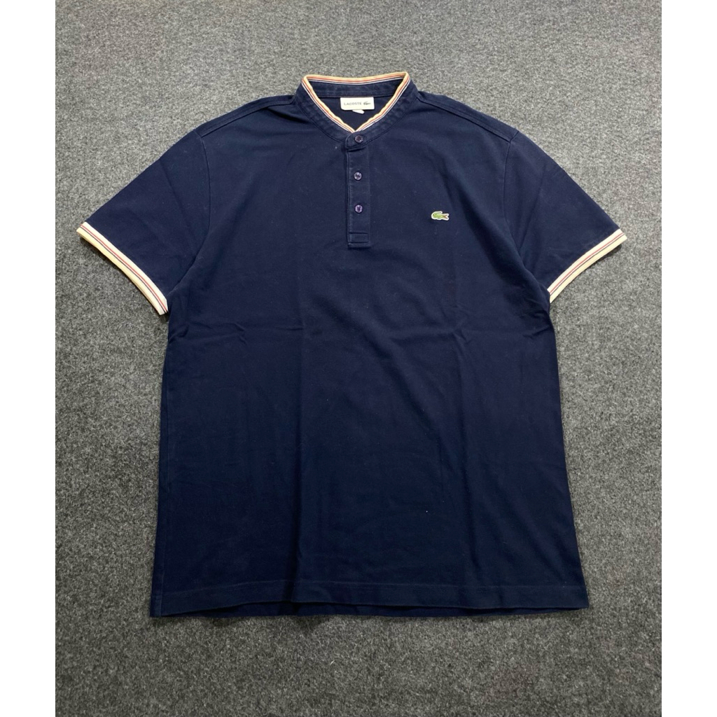 Kaos Polo Lacoste Kerah Mandarin Navy - Second Kondisi Sangat Bagus