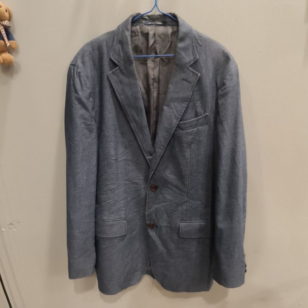 jas blazer pria brentw00d slim fit biru jeans prelovd