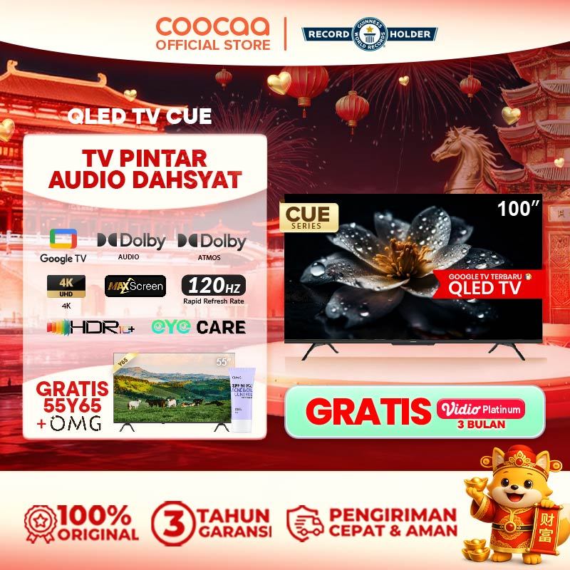 [NEW] [Google TV] COOCAA TV 100 inch - QLED- Smart TV - Digital TV - Netflix & Youtube - Google Assi