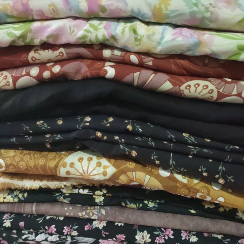 kain meteran rayon, armany silky, arabian, ceruty, wolfis, katun