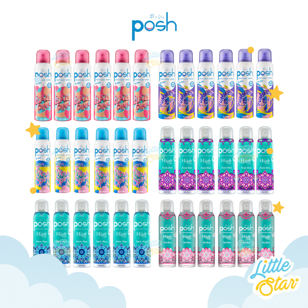 Paket Hemat 6 Pcs Posh Perfumed Spray For Girls 150ml Body Spray Parfum Wanita Hijab Halal Unisex