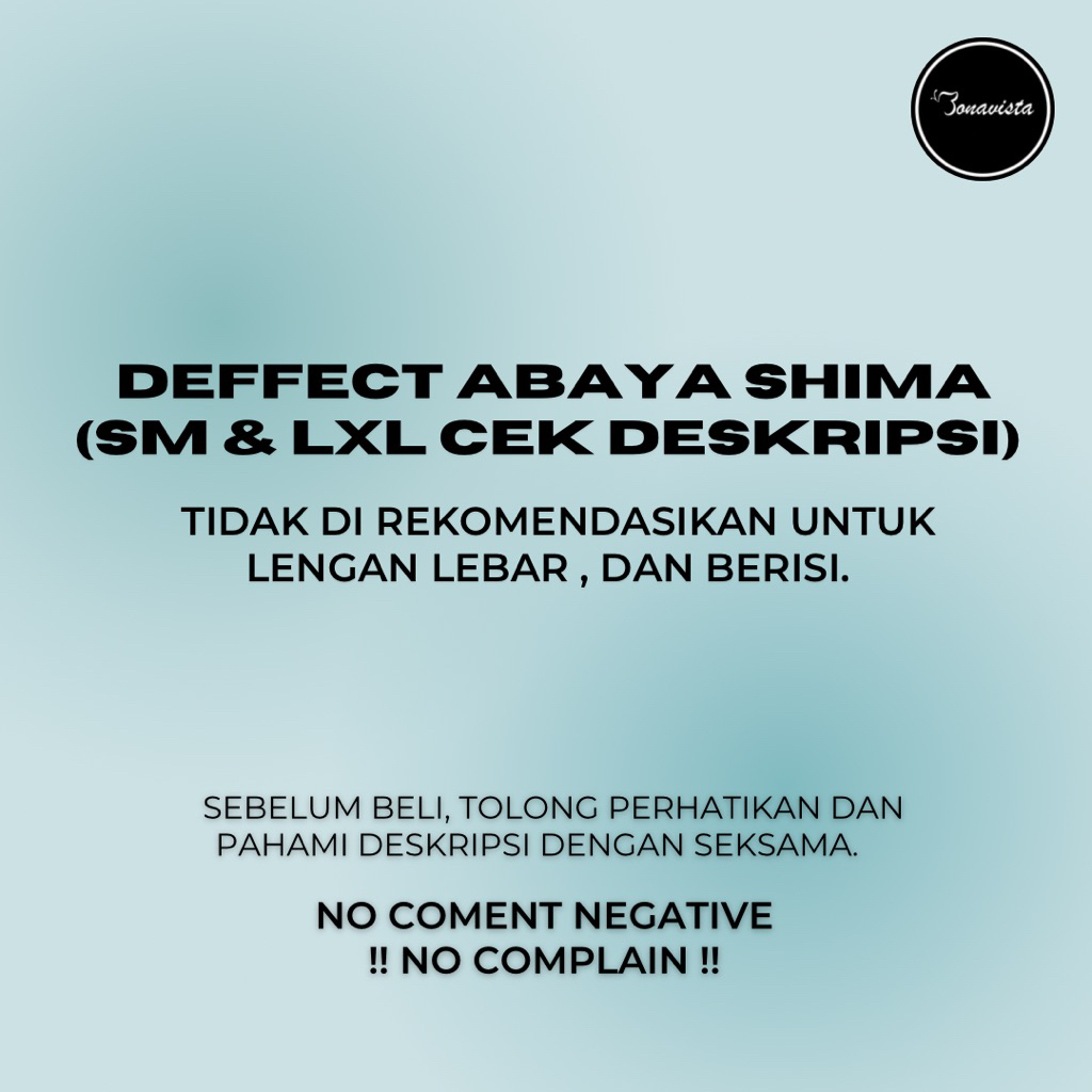 Bonavista -  DEFECT ABAYA SHIMA (CEK DESKRIPSI SM + LXL)  Abaya Bahan Mina Anti uv by sultan