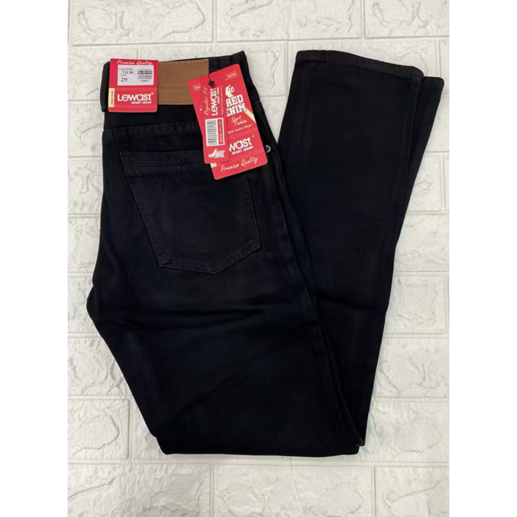 Celana jeans Panjang Pria Lewast Premium Standar Reguler fit Hitam