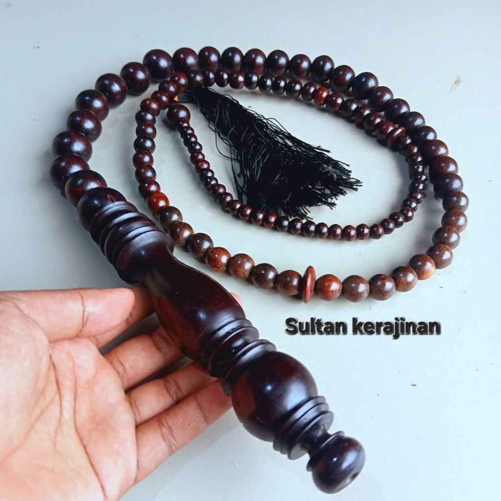 Cemeti tasbih amarasuli kayu galih asem super serat natural tenggelam di air isi 99 butir