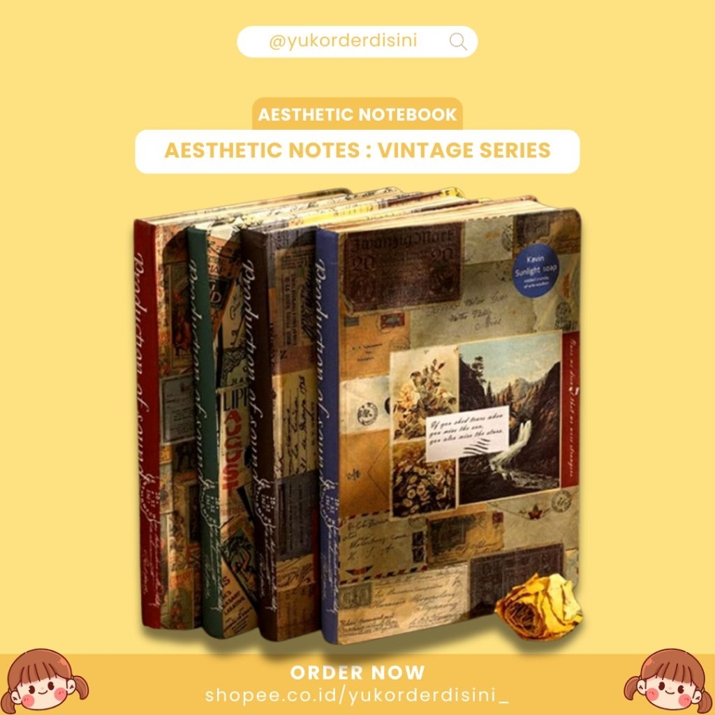 Notebook Aesthetic Vintage A5 | Buku Journal & Diary Vintage Korea | Notebook aesthetic hardcover 10
