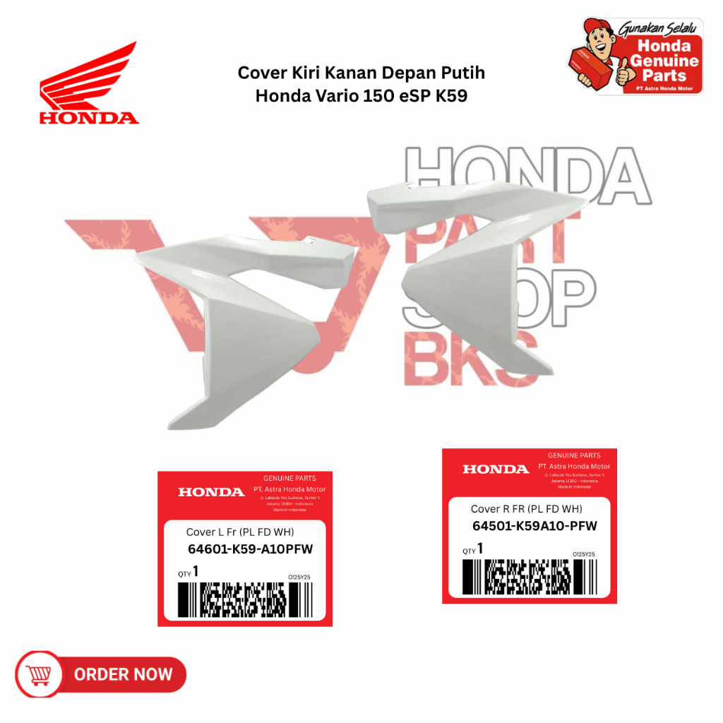 Cover Kanan Kiri Depan Putih White Honda Vario 150 eSP K59 64501-K59-A10-PFW 64601-K59-A10PFW