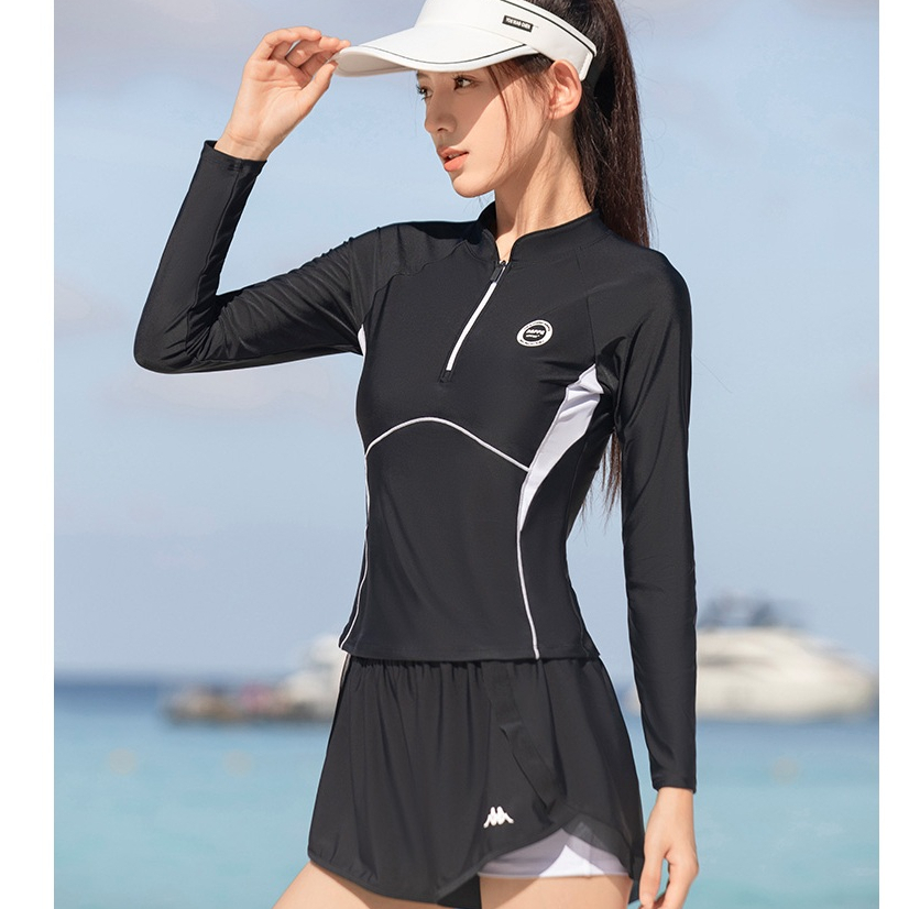 Kappa Hot New Swimsuit Women Casual Fashion Long Sleeve One -piece Swimwear Beach Trip