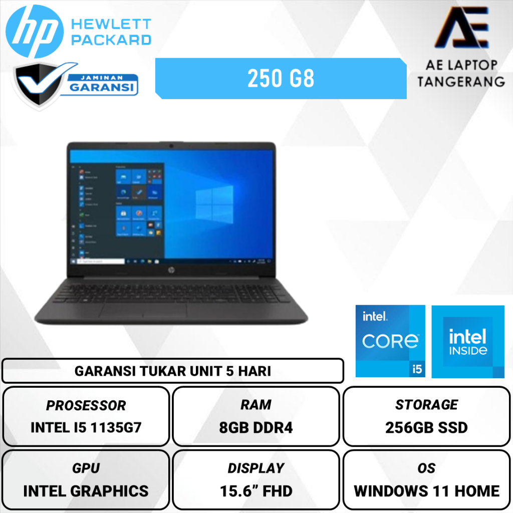 HP 250 G8 Intel Core i5 1135G7 8GB 256GB W11 15.6 inch FHD