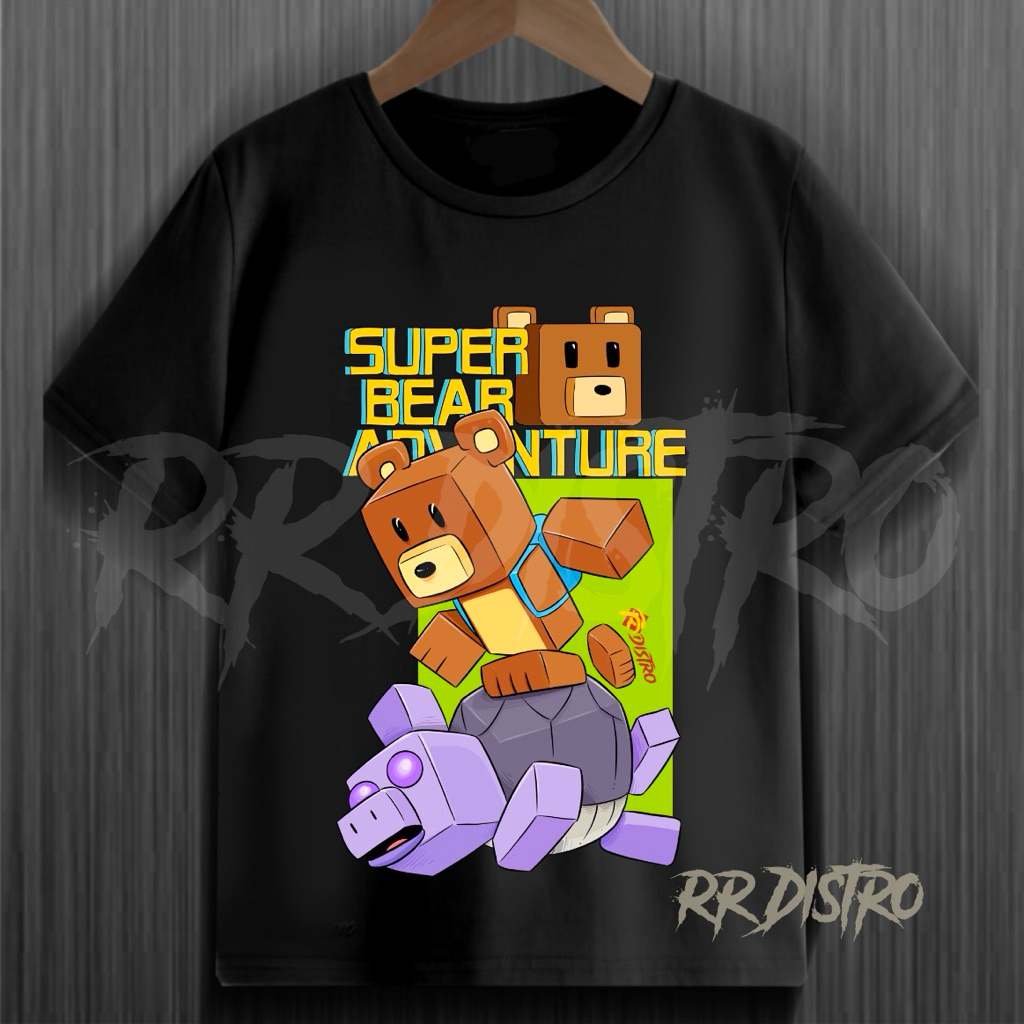 kaos baju anak super bear adventure  / kaos anak lucu game super bear adventure / kaos motiv super b