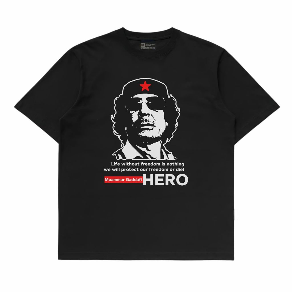 Kaos Distro Muammar Gaddafi Hero Tshirt Tokoh