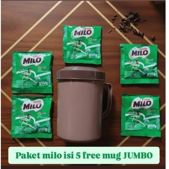 Paket Hemat Milo 5 sachet  free mug Jumbo