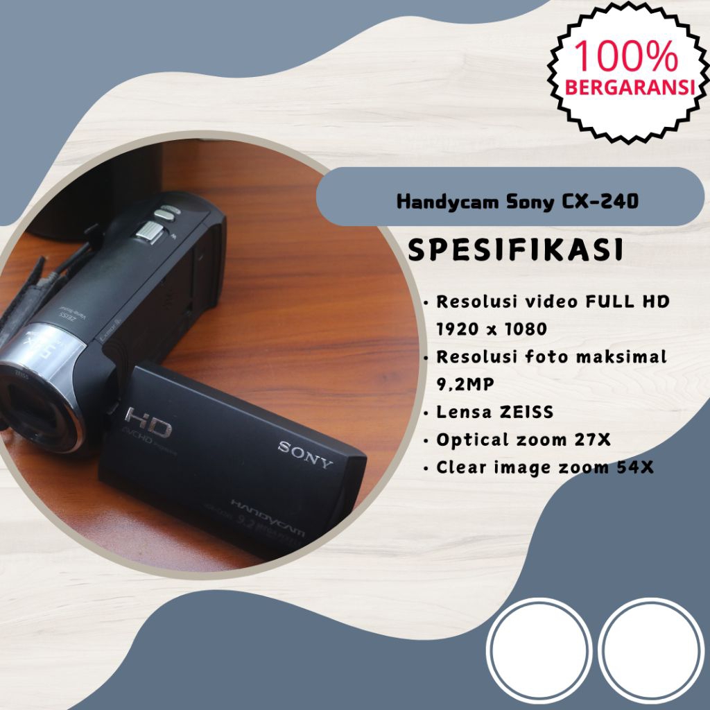 handycam sony HDR CX240 Sony optical zoom 54X Setara cx405   - kamera vidio murah spesifikasi terbai