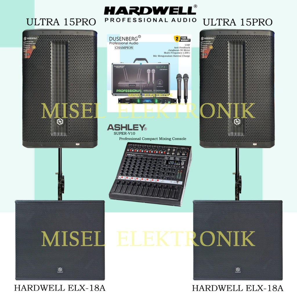 Paket Sound System Speaker aktif 15 inch Hardwell ULTRA 15 PRO 2 Subwoofer 18 Inch