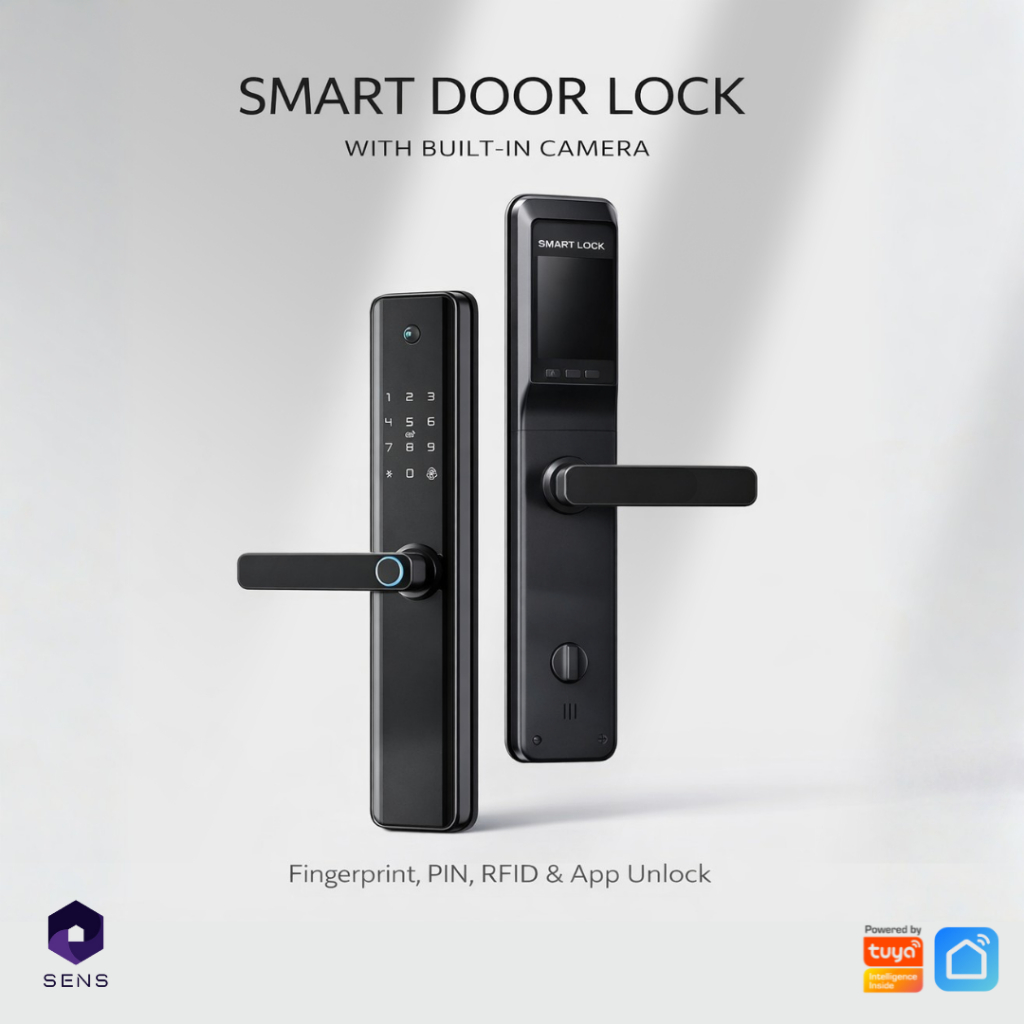 SENS Smart Lock Kamera – Kunci Pintu Digital Fingerprint PIN RFID | WiFi Tuya