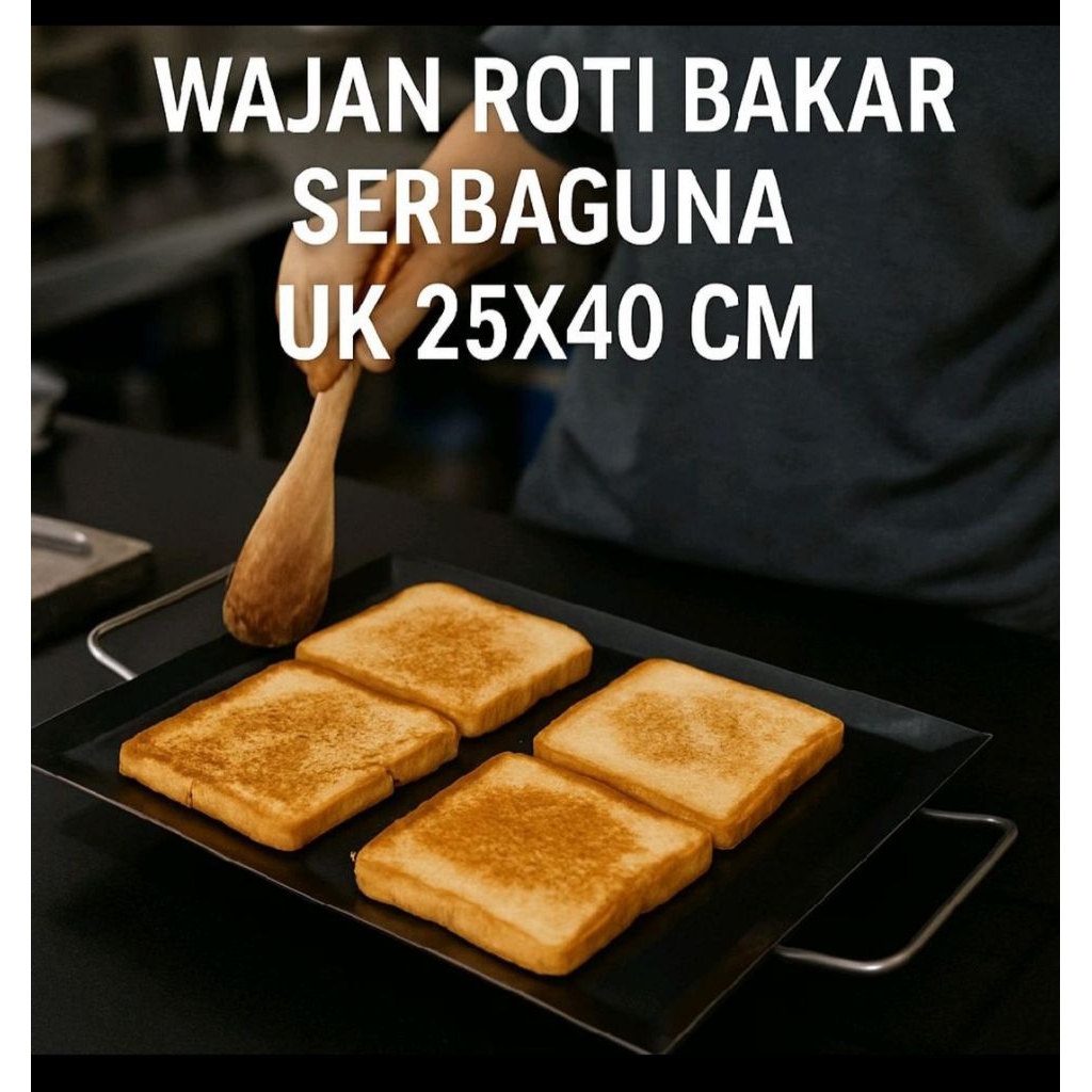 wajan datar serbaguna UK 25x40 cm/ wajan rotibakar / wajan kebab/ wajan martabak telor baja hitam ki