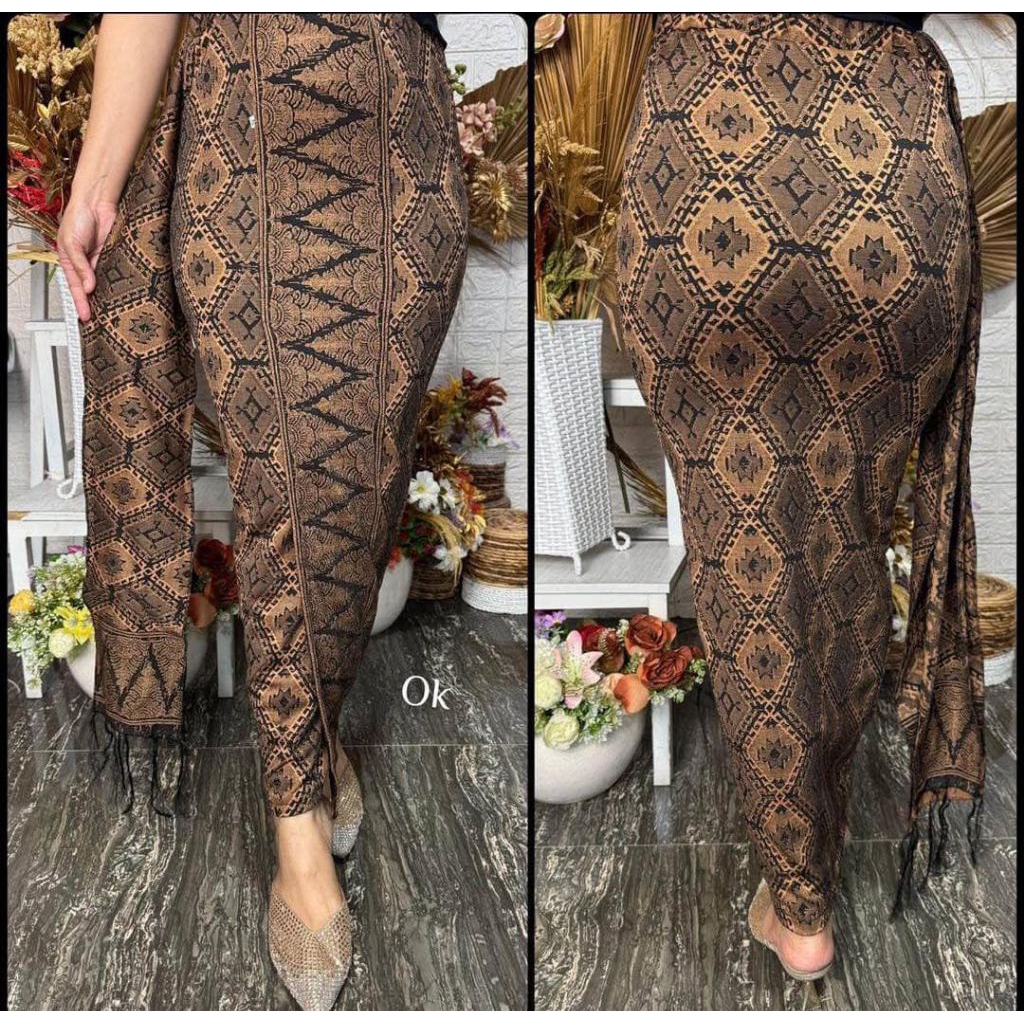 Kamen denim jaguar serat set selendang