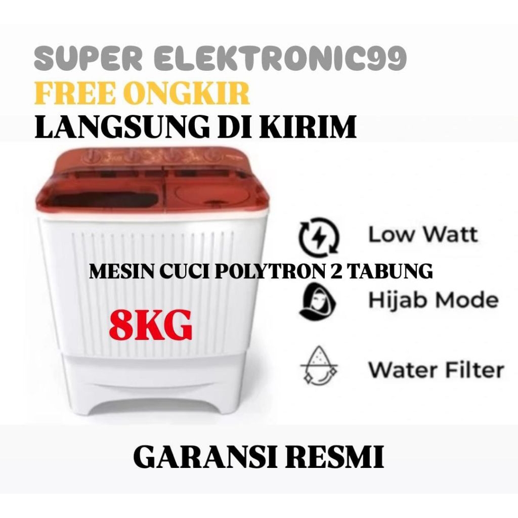 MESIN CUCI POLYTRON 2 TABUNG 8KG