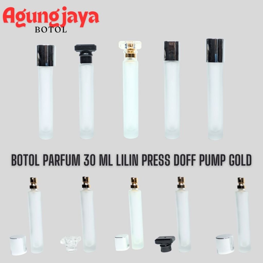 Botol Kaca Parfum 30 Ml Lilin Press Doff Pump Gold / Botol Kaca Parfum 30 Ml /  Botol Kaca / Botol P