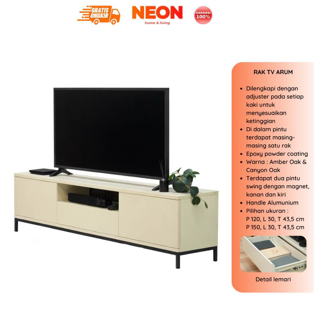 NEON Rak TV Arum Besi | Meja TV | Bufet TV Minimalis