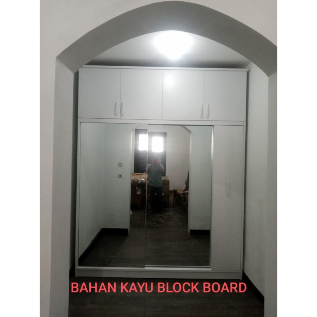 lemari pakaian pintu2 sliding dan rak hijab | kabinet box | BAHAN KAYU BLOCK BOARD