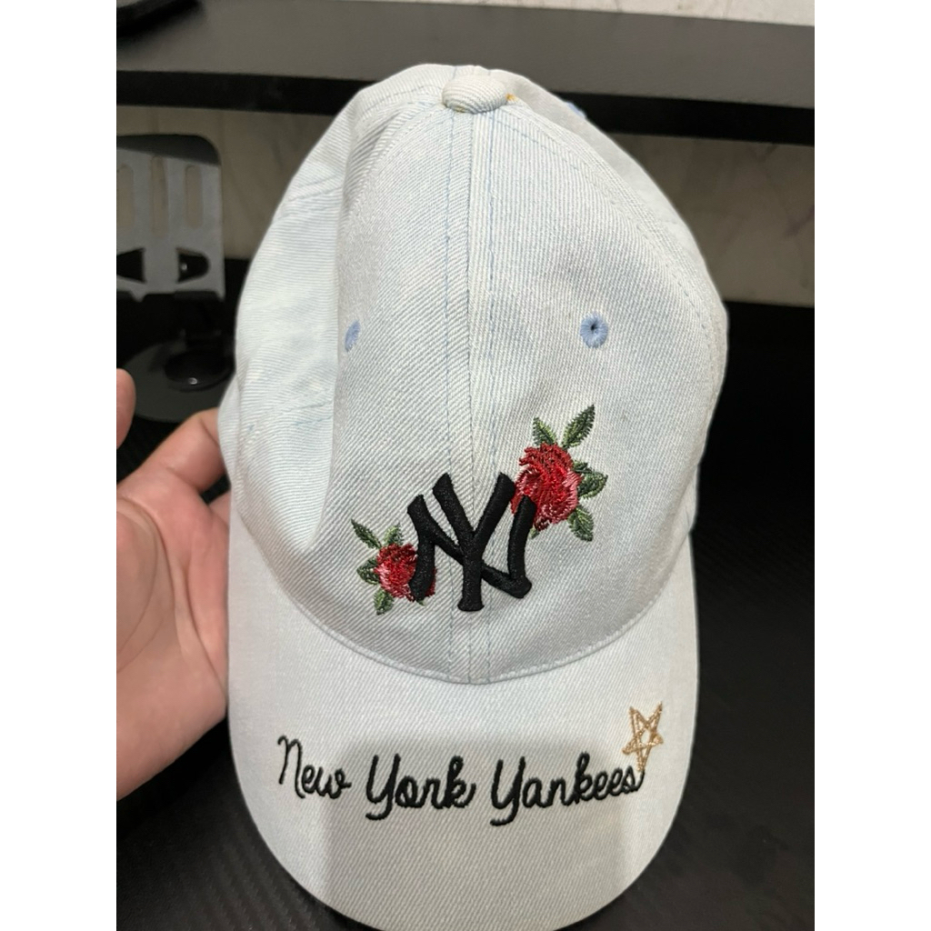 Topi cap jeans ny M L B mawar